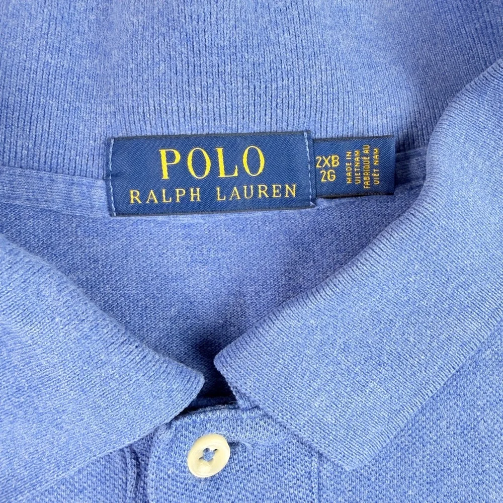 Polo Ralph Lauren Polo Mens 2XB Blue Short Sleeve Cotton Mesh Pony Logo Shirt